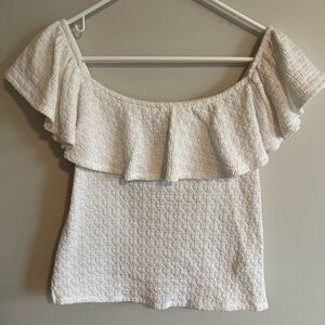 Anthropologie White Off-Shoulder Top